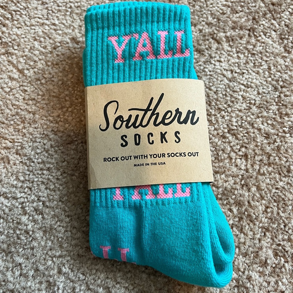 Southern Socks YALL blue and pink socks